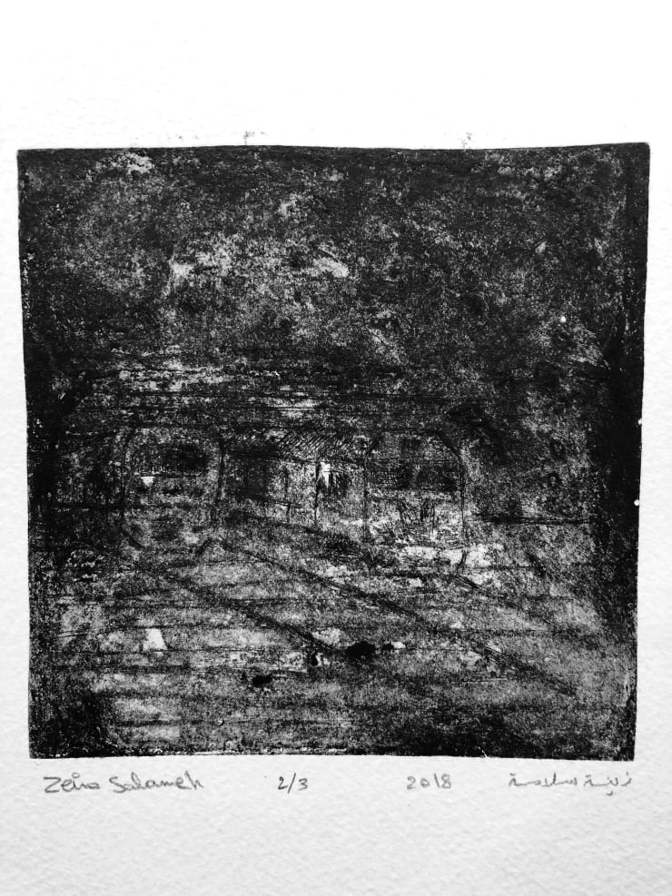 Zeina Salameh Baghdad Train Station, 2018 Etching, aquatint, and dry point on paper 10 x 10 cm 4 x 4 in