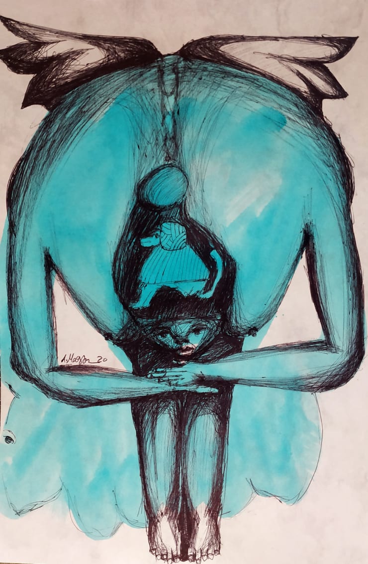 Ahmed Magdy Untitled, 2020 Mixed media on paper 42 x 33 cm 16 1/2 x 13 in