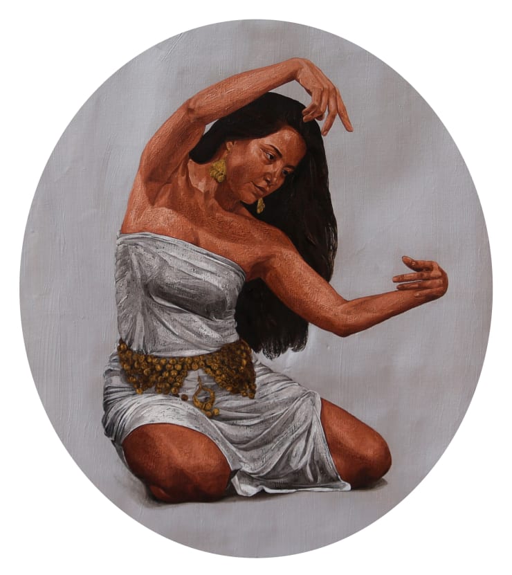 Sara Tantawy Dancer at Silver Center II (راقصه في المركز الفضي), 2022 Oil on canvas 90 x 80 cm 35 1/2 x 31 1/2 in