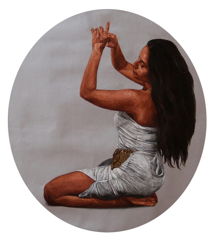 Sara Tantawy Dancer at Silver Center I (راقصه في المركز الفضي), 2022 Oil on canvas 90 x 80 cm 35 1/2 x 31 1/2 in