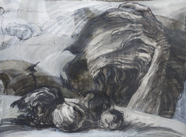 Mayar Obeido Apples Observer 2, 2022 Mixed media on canvas 48 x 62 cm 19 x 24 1/2 in