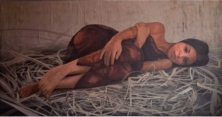 Sara Tantawy Pile of Hay, 2019 Oil on canvas 110 x 180 cm 43 1/4 x 70 3/4 in