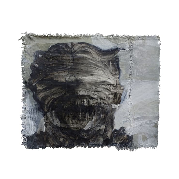 Mayar Obeido Head, 2023 Mixed media on canvas with 12 second projection animation 25 x 29 cm 9 3/4 x 11 1/2 in