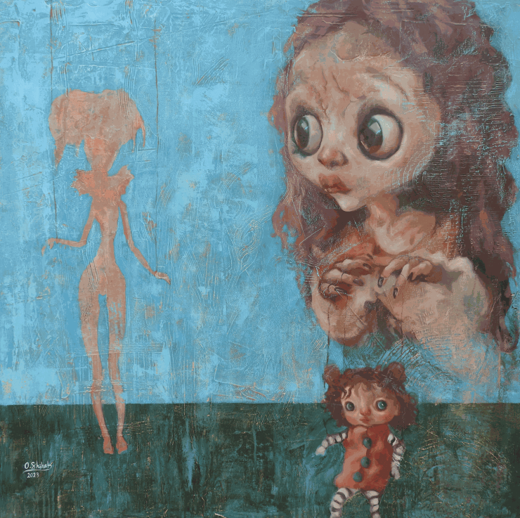 Othman Shihab The Ugly Truth, 2023 Mixed media on canvas 80 x 80 cm 31 1/2 x 31 1/2 in