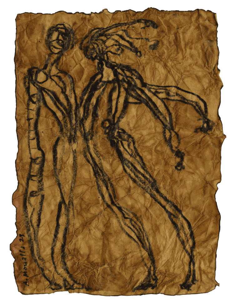 Ahmad Moualla Untitled, 2023 Charcoal and coffee on paper 19 x 13 cm 7 1/2 x 5 in