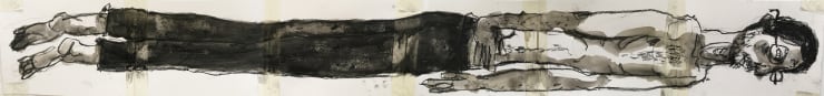 Khaled Jarada Untitled, 2022 Charcoal and ink on paper 21 x 120 cm 8 1/4 x 47 1/4 in