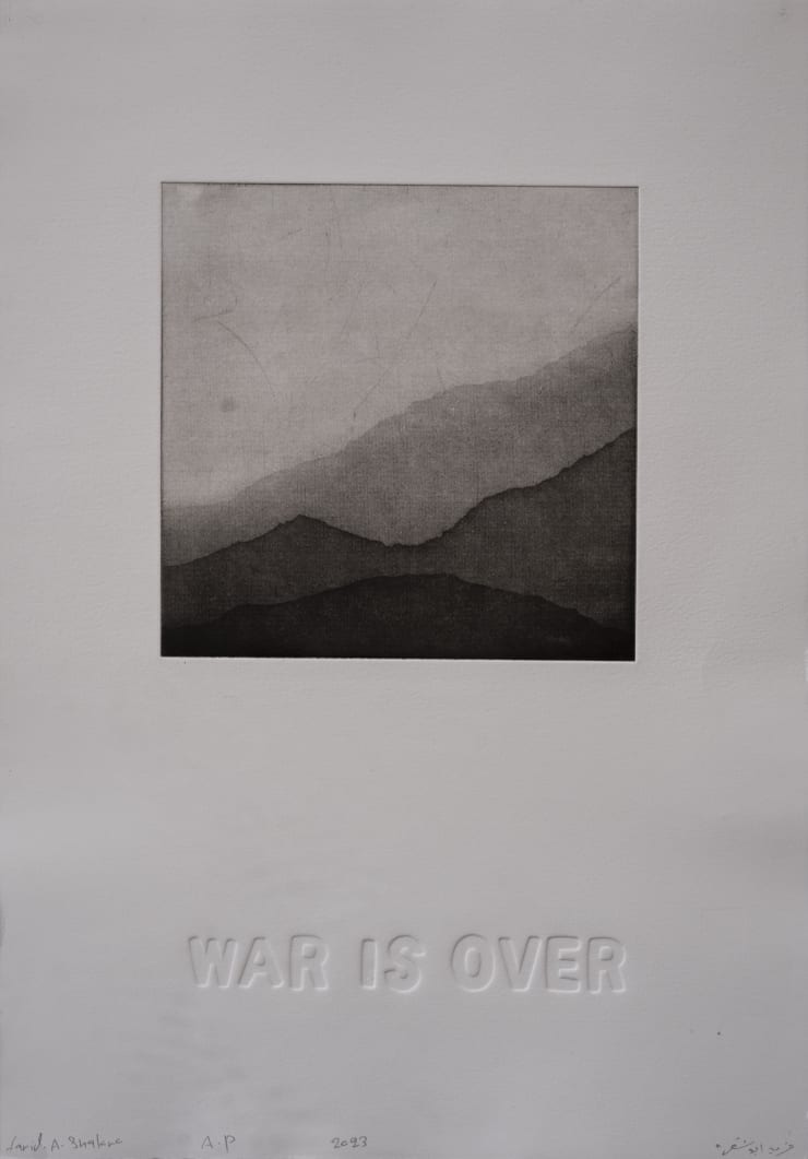 Farid Abu Shakra War is Over, 2023 Engraving and text on archival paper 48 x 34 cm 19 x 13 1/2 in
