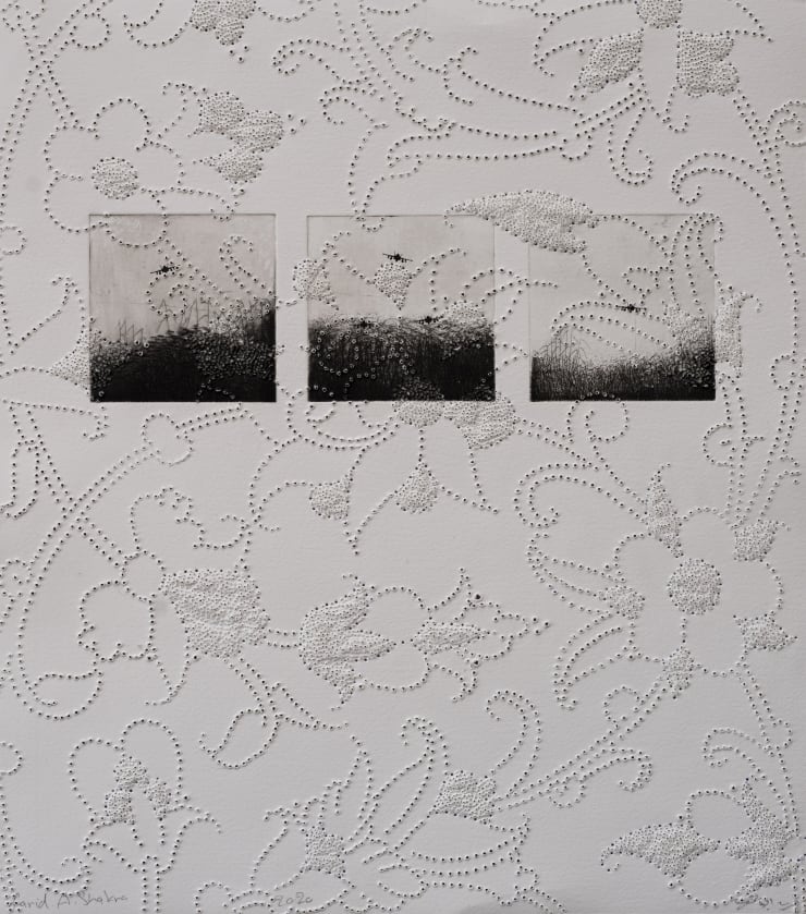 Farid Abu Shakra Country's Landscape, 2020 Engraving and perforation on archival paper 49 x 44 cm 19 1/4 x 17 1/4 in