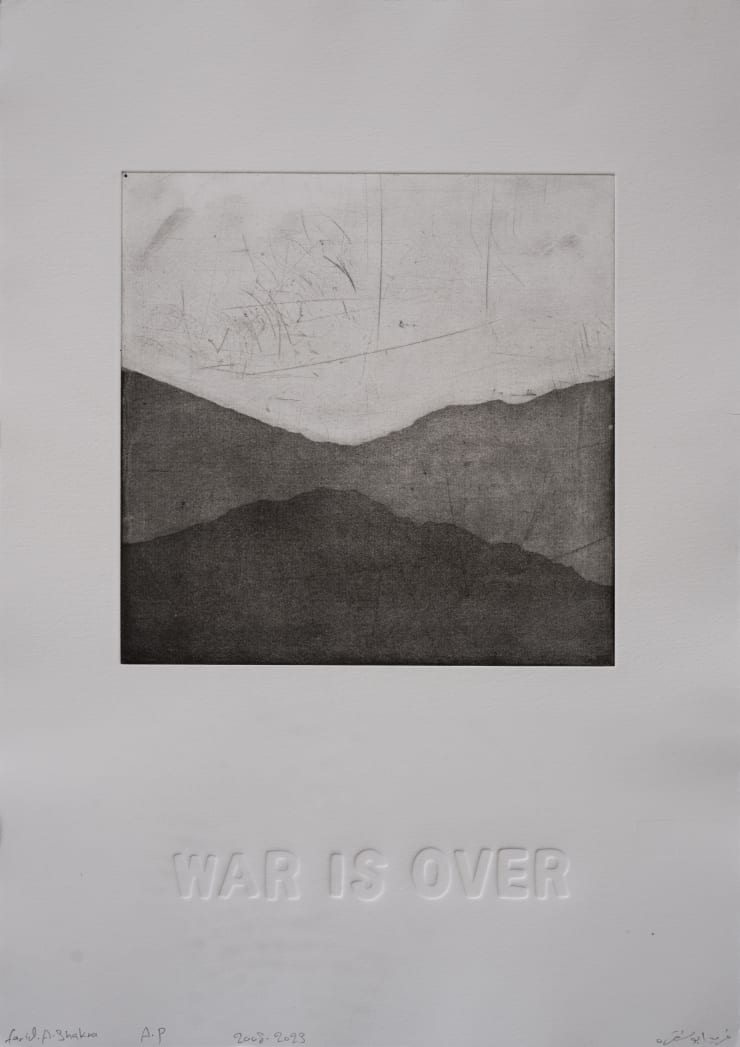 Farid Abu Shakra War is Over, 2023 Engraving and text on archival paper 49 x 34 cm 19 1/4 x 13 1/2 in