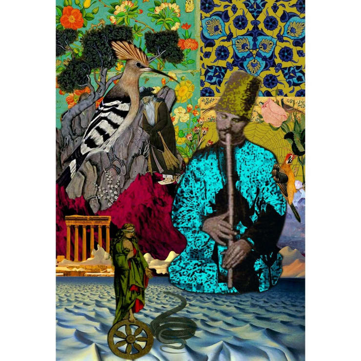 Zaina Said Hoopoe and Dervish, 2017 Digital collage on printed on Epson paper 42 x 28 cm 16 1/2 x 11 in
