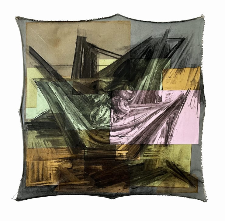 Mayar Obeido Untitled, 2025 Collage and charcoal on canvas 78 x 78 cm 30 3/4 × 30 3/4 in