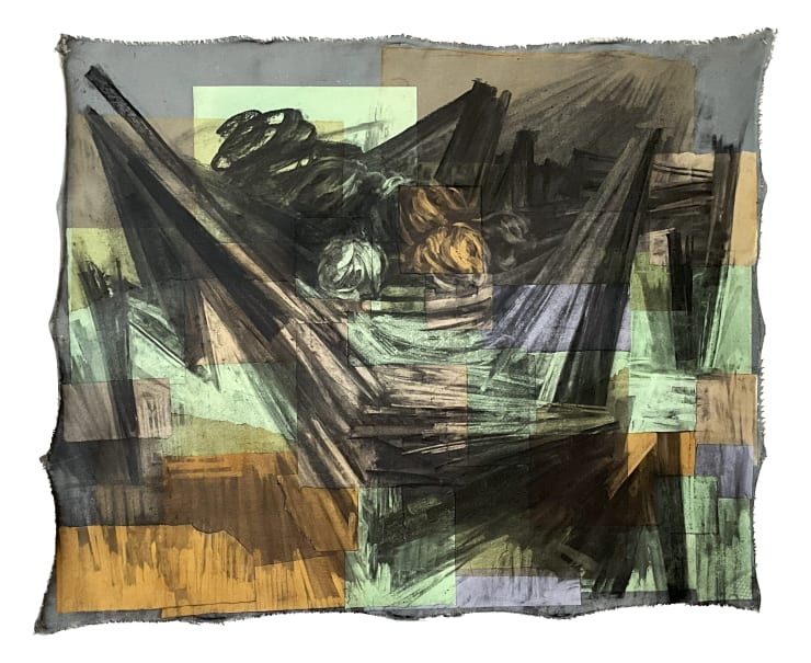 Untitled 2025 Collage And Charcoal On Canvas 97 X 79 Cm