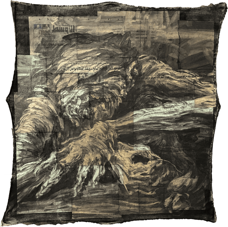 Mayar Obeido Self Portrait, 2024 Mixed media on canvas 81 x 79 cm 32 x 31 in