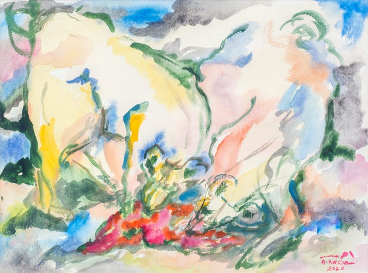 Ahmad Kasha Watercolor On Carton 29X39 Cm 2020 5