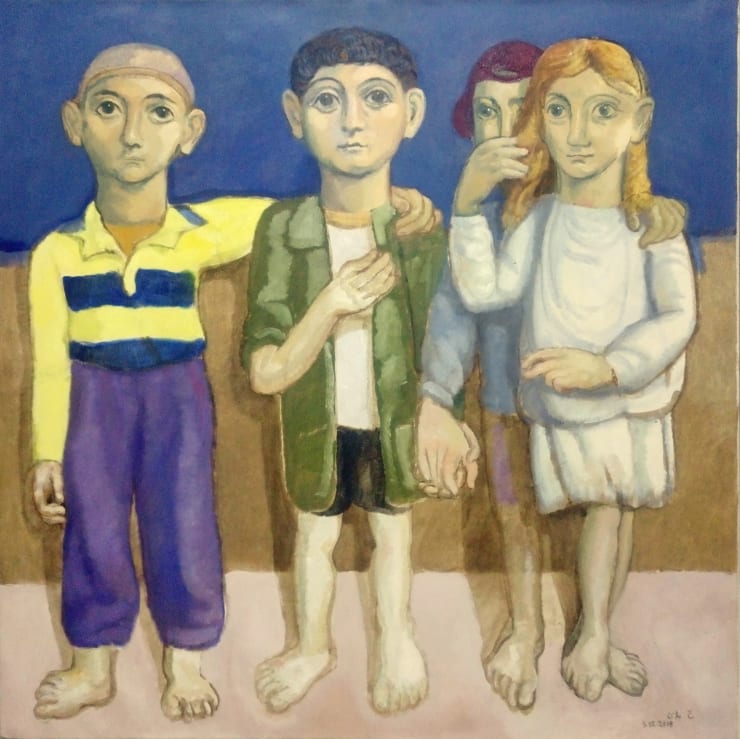 Houssam Ballan Girls and Boys, 2018 Oil on canvas 140 x 140 cm 55 x 55 in