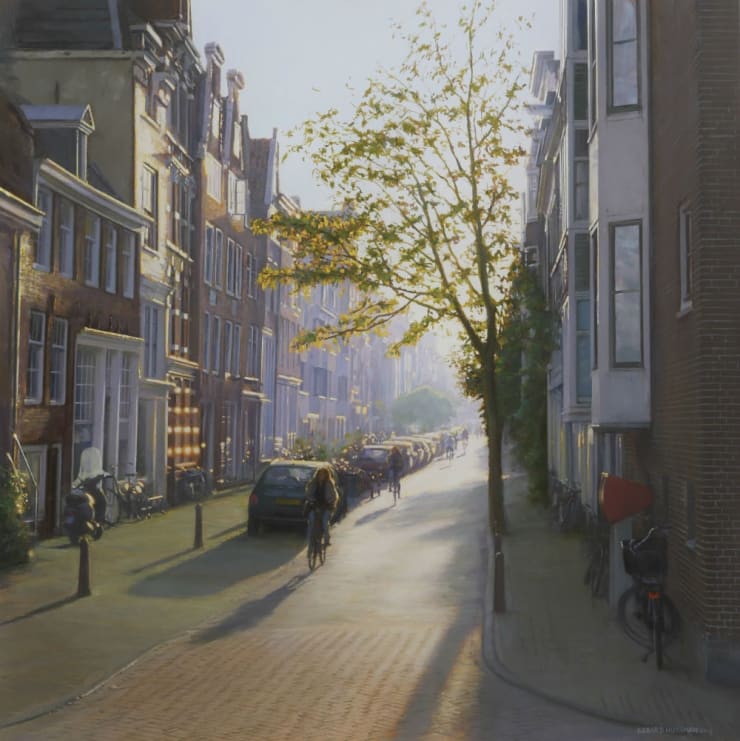 Kerkstraat Amsterdam - 2019 - olieverf op paneel - 80 x 80 cm