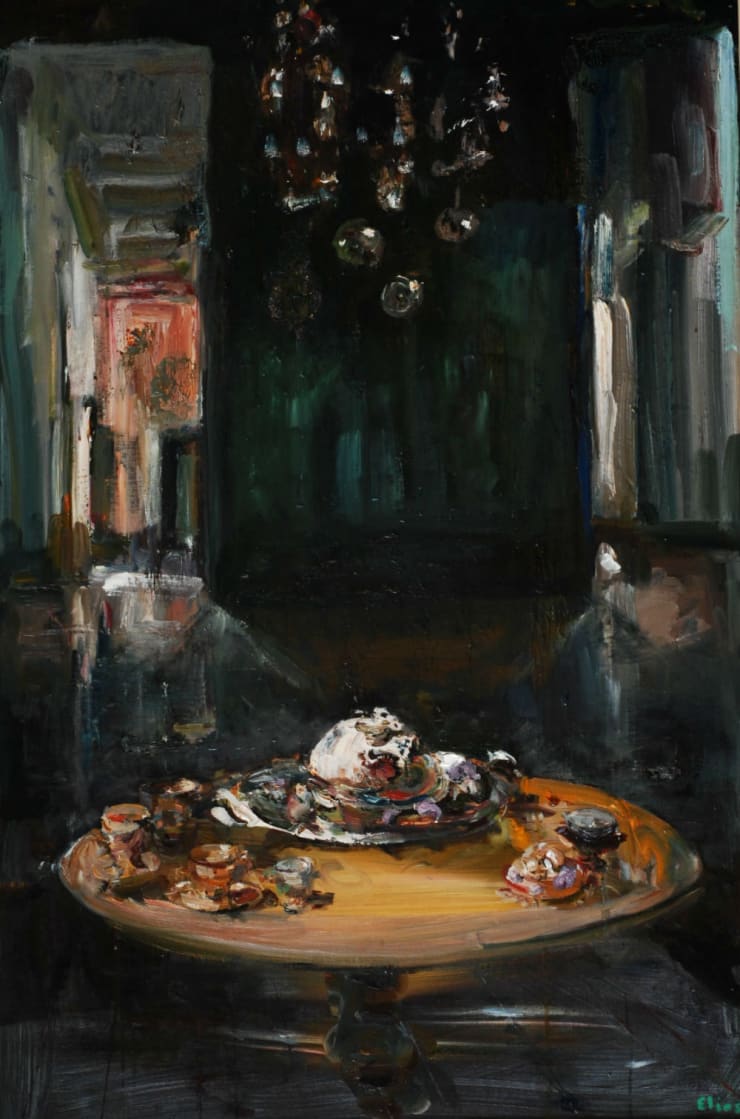 Ronde tafel - 2018 - Olieverf op doek - 125 x 90 cm