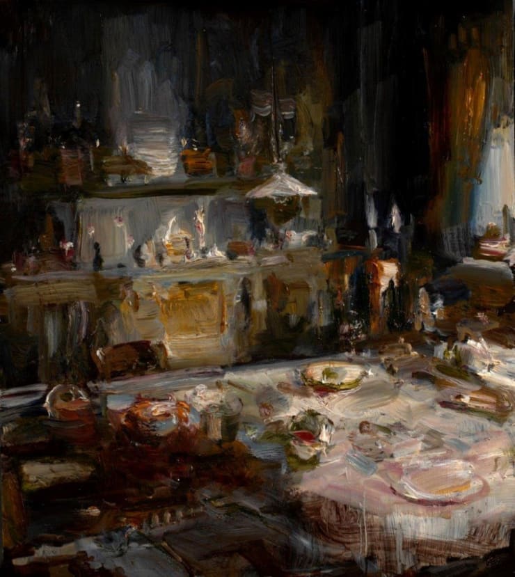 Douwe Elias - Keukeninterieur - 2017 - olie op paneel - 70 x 50 cm