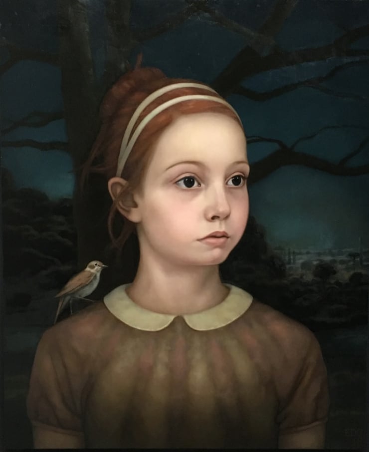 Ellen de Groot - Nachtegaal - 2018 - olieverf op paneel - 76,5 x 62,5 cm