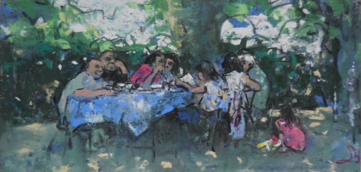 Onno Boerwinkel - Natafelen - 2017 - pastel en gemengde techniek - 13 x 20 cm