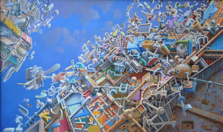 Hans Deuss - Hergroepering - 2017 - olieverf op doek - 30 x 50 cm