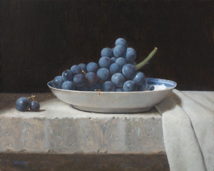 Justin Wood - Blue grapes - 2017 - olieverf op paneel - 8 x 10 cm