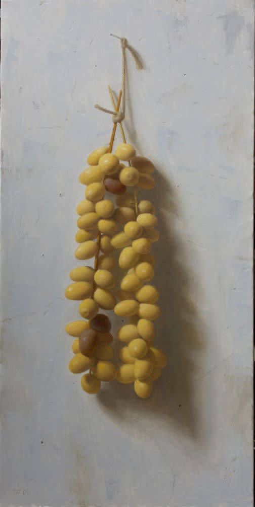 Justin Wood - Hanging Dates - 2017 - olieverf op paneel - 60 x 29 cm