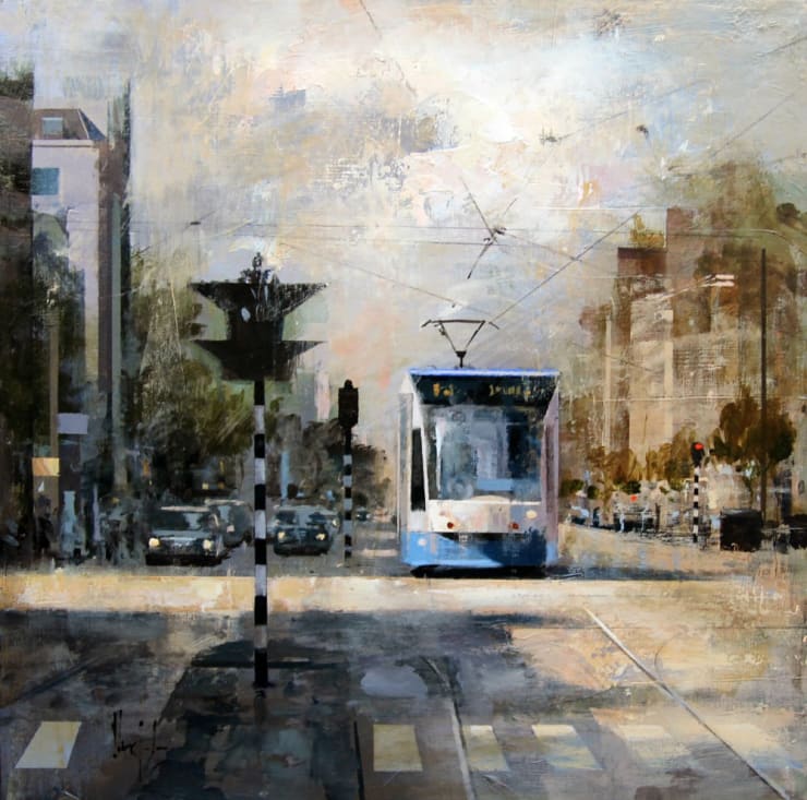 Urréjola - De tram - 2017 - olieverf op doek - 54 x 54 cm