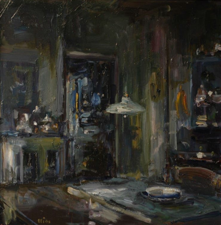 Douwe Elias - Keukentafel - 2017 - 40 x 40 cm - olieverf op paneel