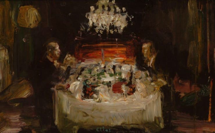 Douwe Elias - Natafelen - 2017 - olieverf op paneel - 30 x 60 cm