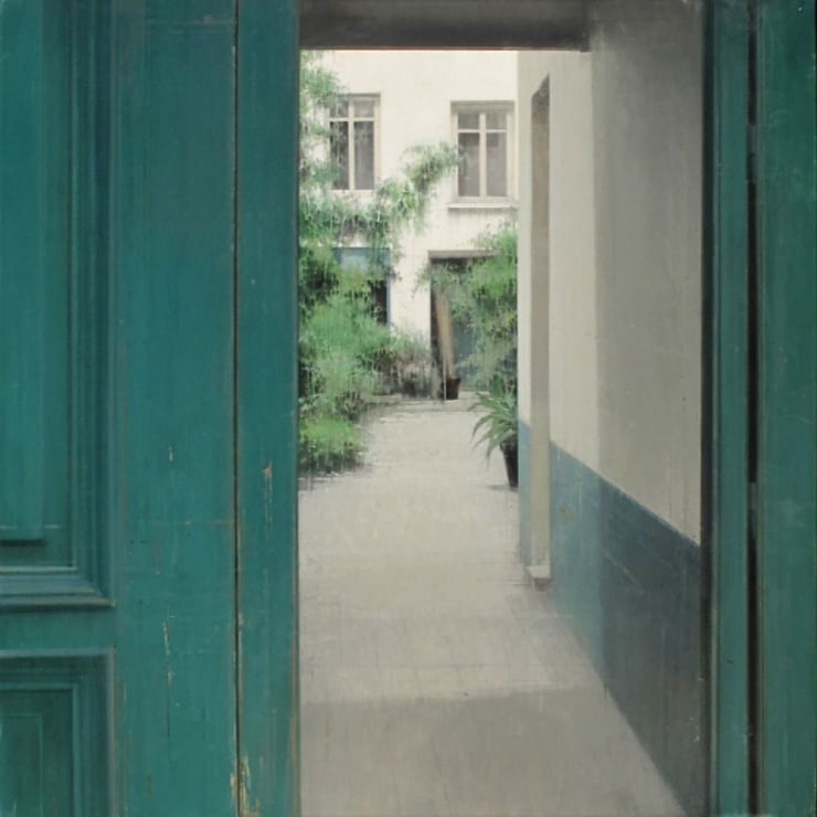 Carlos Morago - Puerta verde - 2017 - olieverf op paneel - 50 x 50 cm