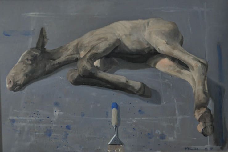 Pieter Pander - Liggend veulen - 2011/2017 - olie op paneel - 50 x 75 cm