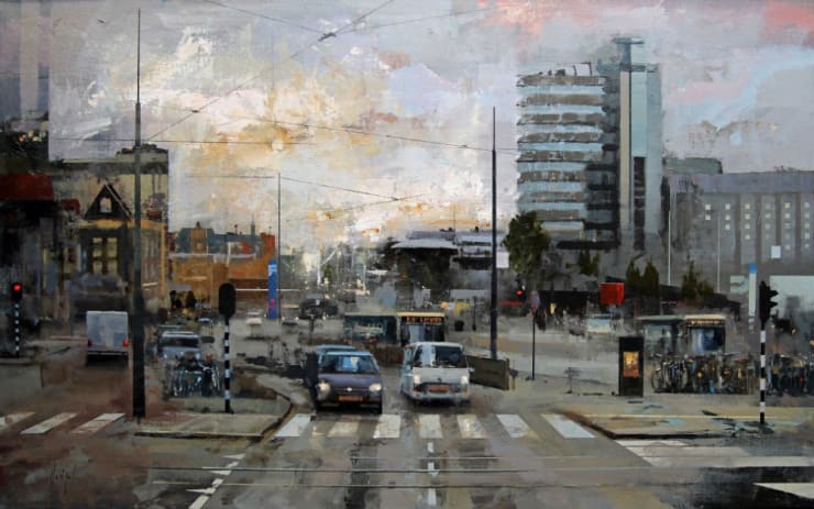 Urréjola - Wandelend door het centrum - 2015 - olieverf op doek - 81 x 130 cm