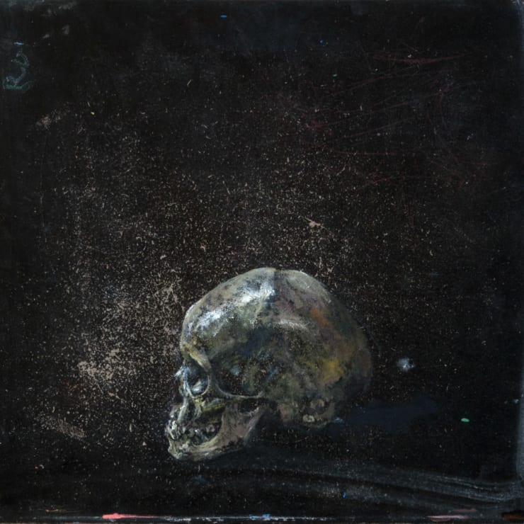 Sam Drukker - Schedel zwart - 2017 - olieverf op paneel - 55 x 57 cm