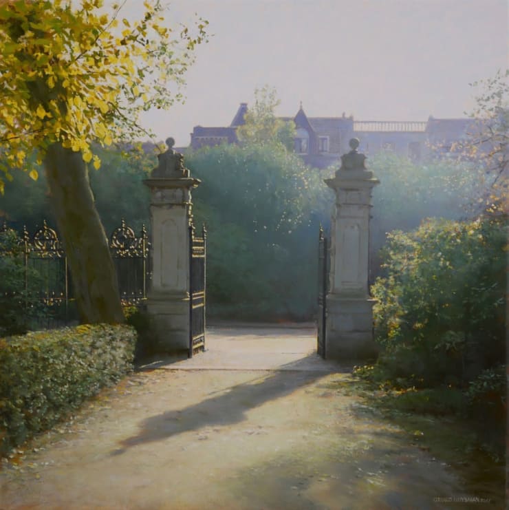 Gerard Huysman - Ingang Vondelpark - 2017 - olieverf op paneel - 58 x 58 cm