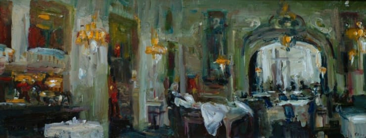 Douwe Elias - Eetzaal - 2017 - olieverf op doek - 30 x 80 cm