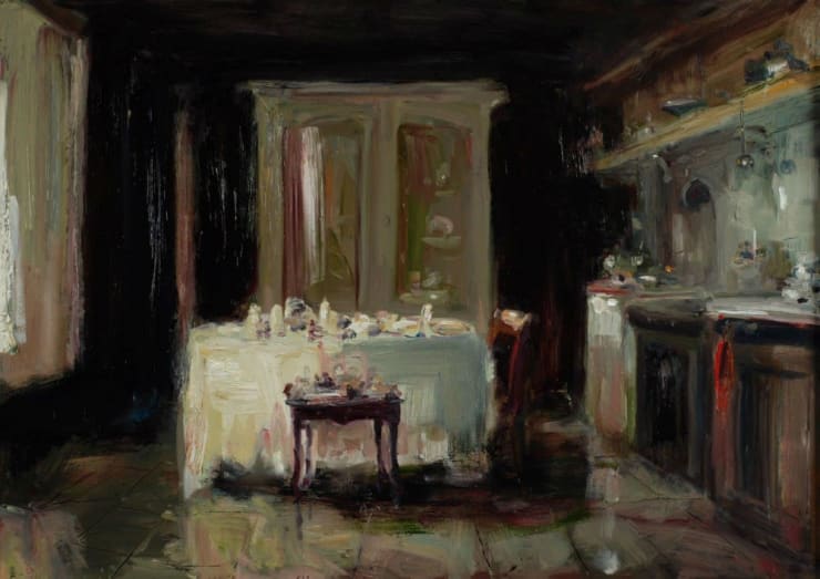 Douwe Elias - Etentje in de keuken - 2016 - olieverf op paneel - 90 × 125 cm