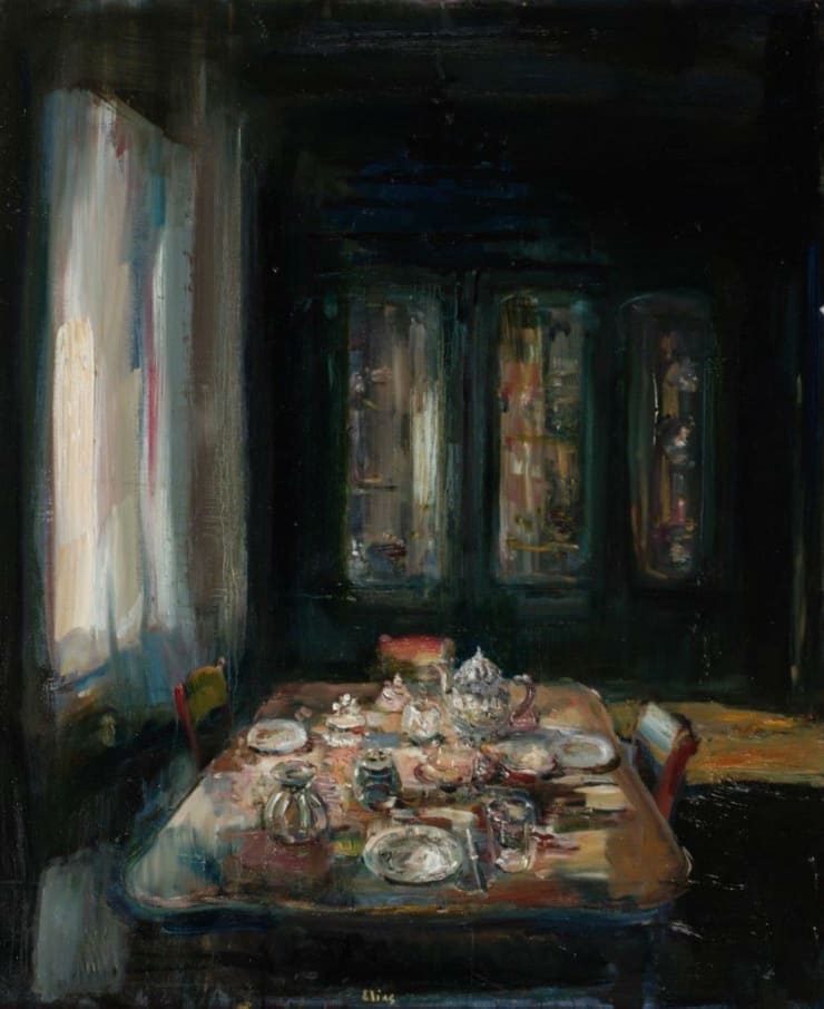 Douwe Elias - Tafel voor het raam - 2016 - olieverf op paneel - 125 × 90 cm