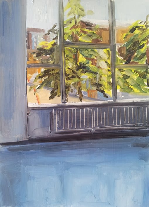 Pauline van Buringen - Blauwe vloer II - 2016 - olieverf op papier - 21 x 15 cm
