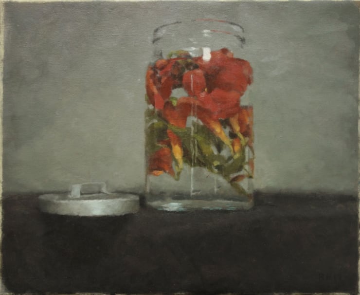 Rafel Bestard - Flowers in a jar - 2015 - olieverf op doek - 38,5 x 47 cm