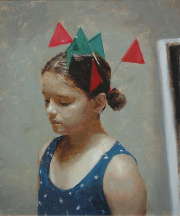 Rafel Bestard - Girl with little flags - 2015 - olieverf op doek - 61 x 50 cm