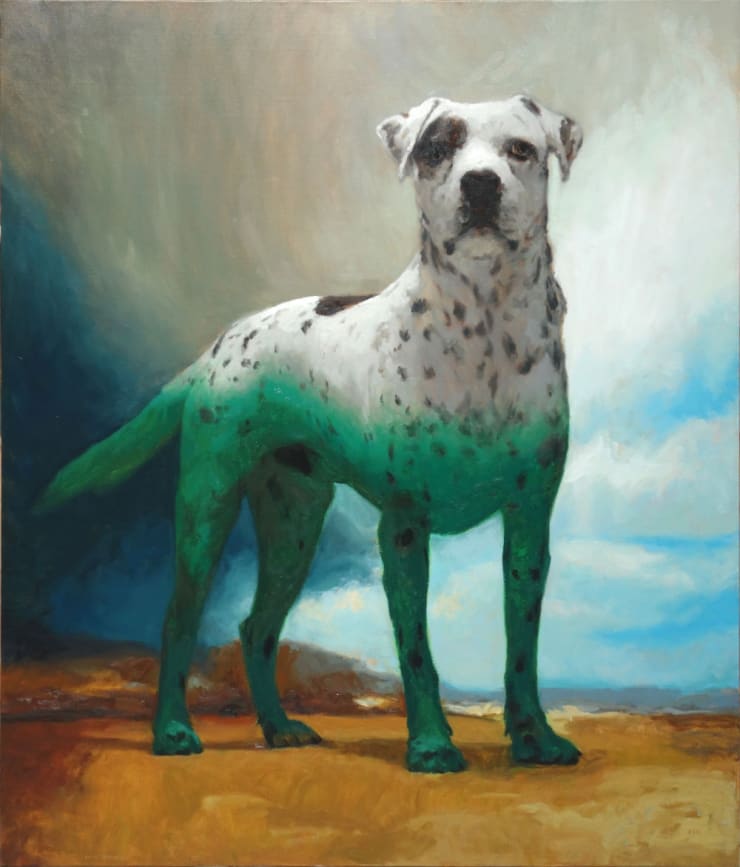 Rafel Bestard - Half green giant dog - 2015 - olieverf op doek - 150 x 130 cm