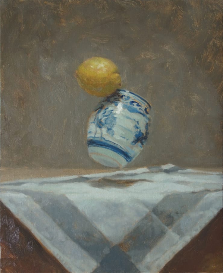 Rafel Bestard - Lemon and pot falling - 2015 - olieverf op doek - 61 x 50 cm