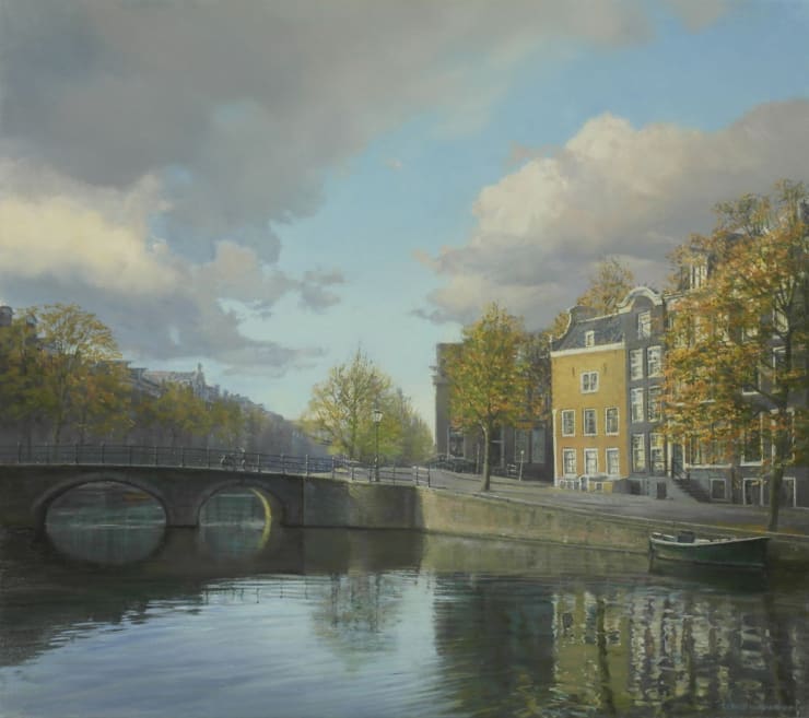 Gerard Huysman - Kruising Keizersgracht Reguliersgracht - 2015 - olieverf op paneel - 70 x 80 cm
