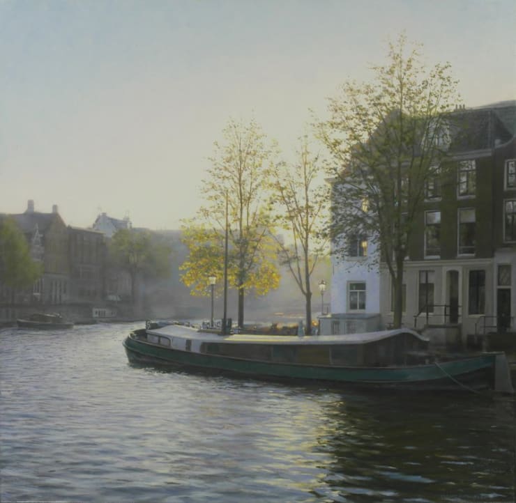 Gerard Huysman - Hoek Zwaneburgwal Amstel - 2015 - olieverf op paneel - 70 x 89 cm