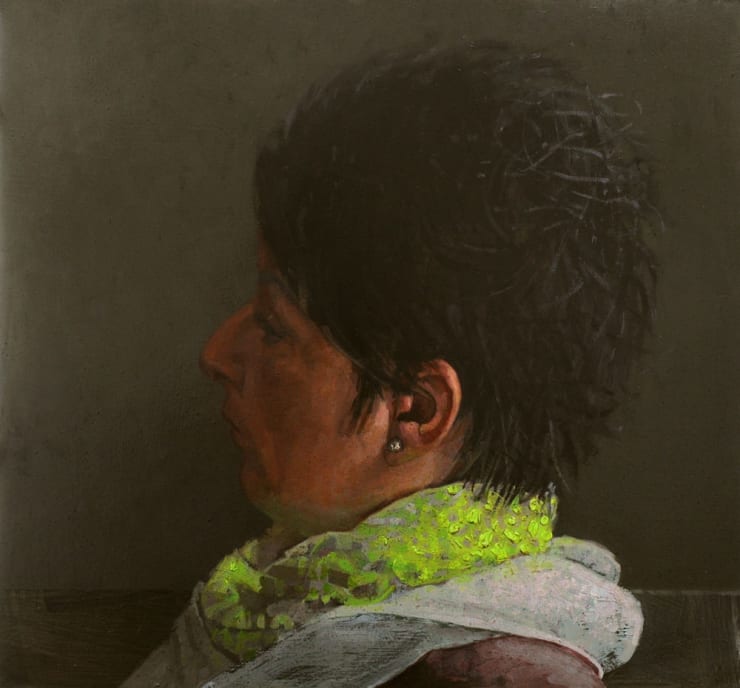 Stijn Rietman - Fluor sjaal - 2015 - olieverf op masoniet - 30 x 33 cm