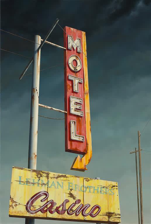 Ger Eikendal - Casino Lehman Brothers - 2015 - olieverf op paneel - 120 x 80 cm