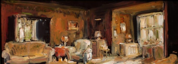 Douwe Elias - Licht in de kamer - 2014 - olieverf op paneel - 30 x 80 cm