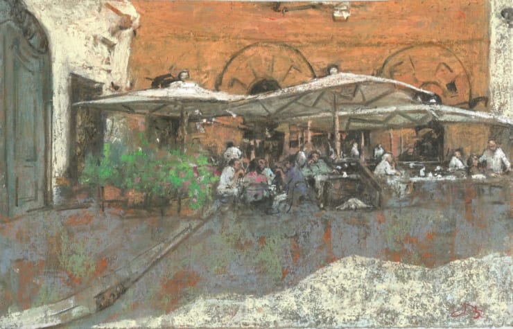 Onno Boerwinkel - La Grande Terrazza - Trastevere - 2012 - pastel en gemengde techniek - 24 x 32 cm