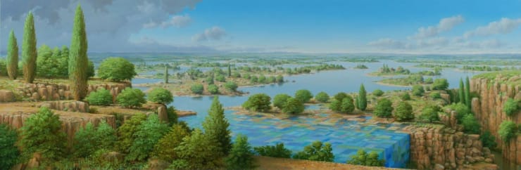 Hans Deuss - Waterval - 2014 - olieverf op paneel - 19 x 59 cm